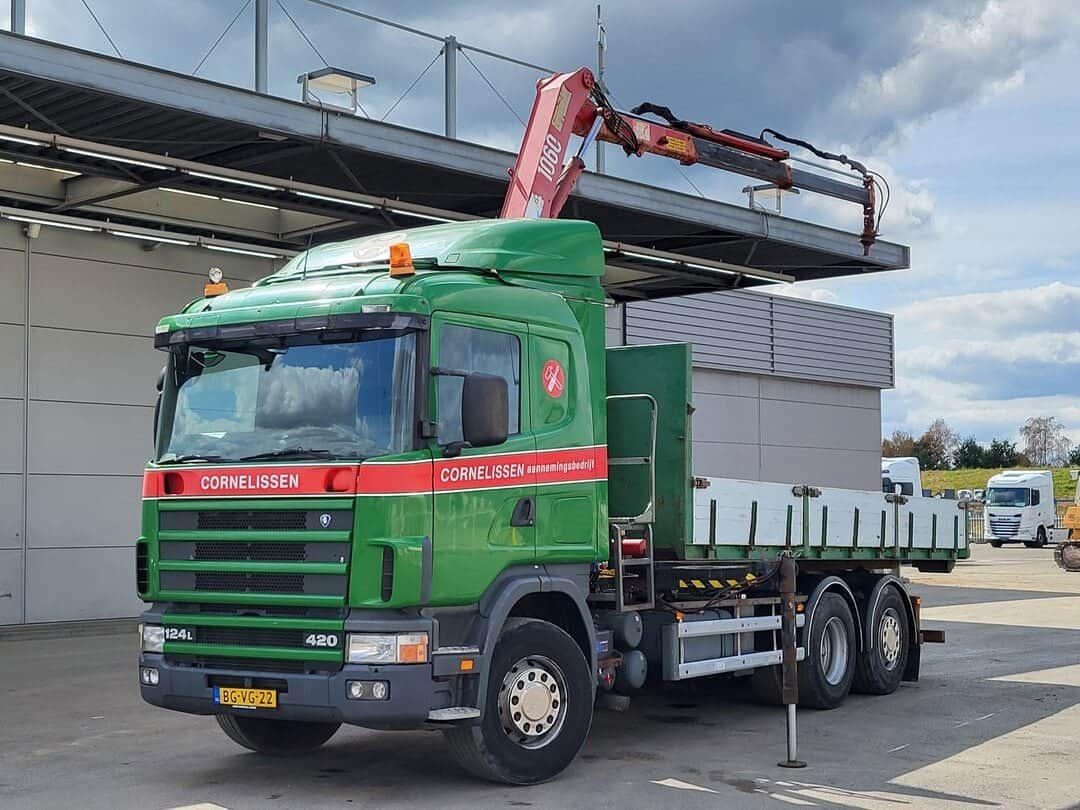 Scania R124 Tipper HMF 1063 K2 Kran Crane Lift Axle Manual Euro 2