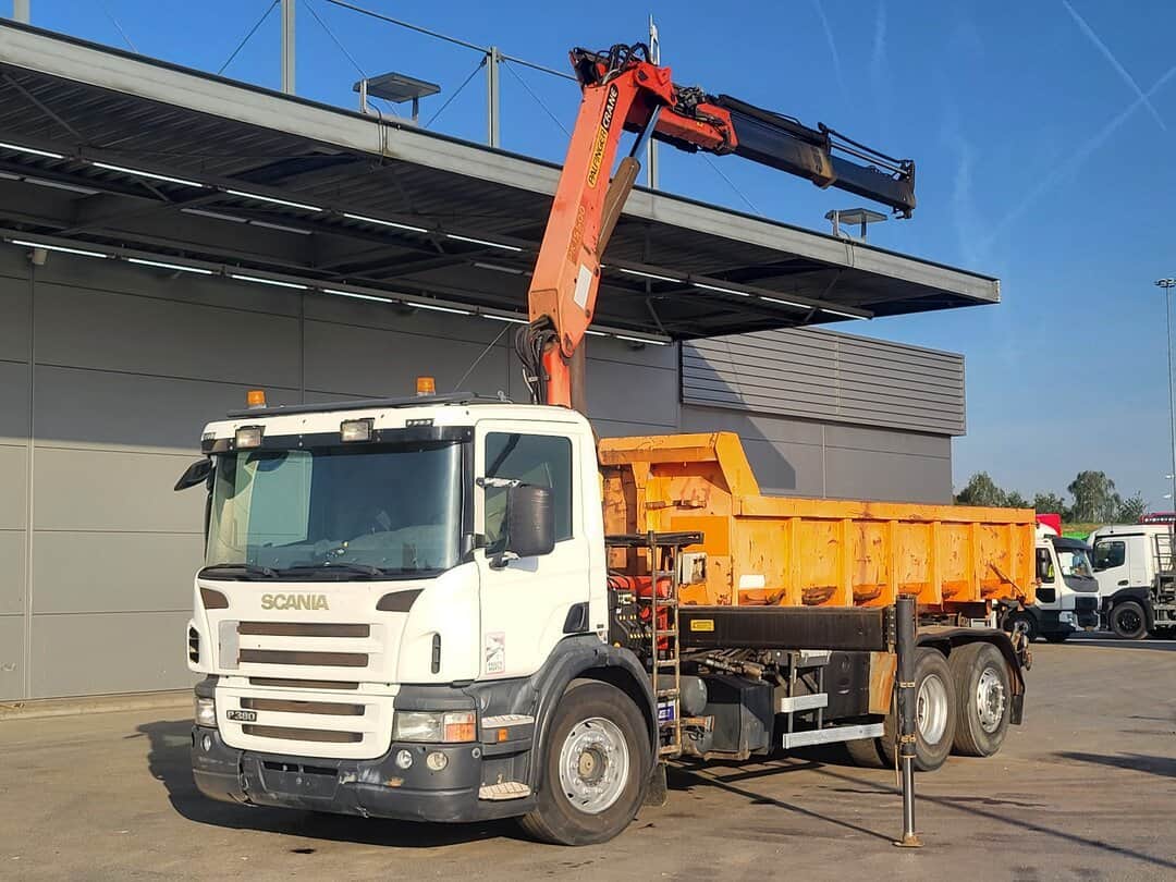 Scania P380 Palfinger PK15500 Crane 20t containersystem Lift+steering axle Euro 4