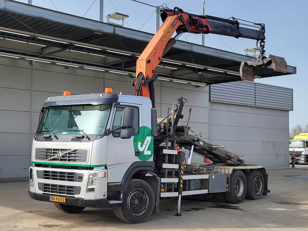 Volvo FM 340 Kabel containersysteem NL-Truck Palfinger PK21502 Kran Crane 2 extensions 24t cablelift Euro 3