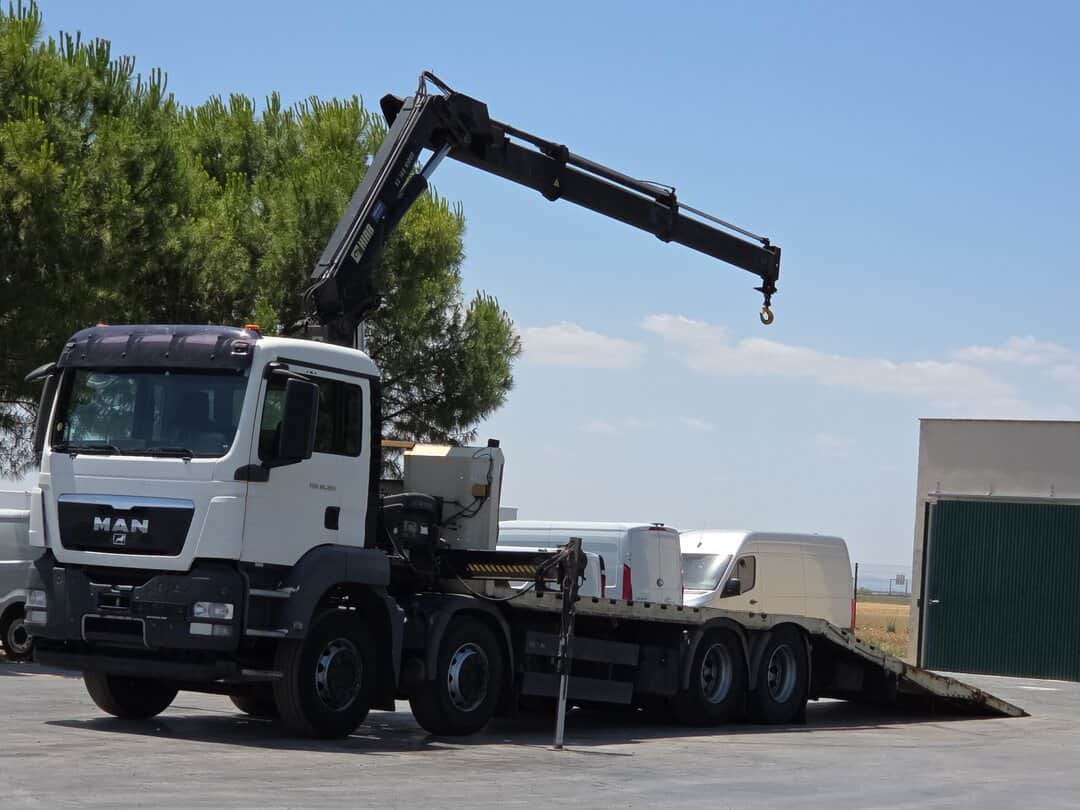 MAN TGS 35.360 Open Grua HIAB 166 E-2 Hiduo Rampas Cabrestante Euro 5