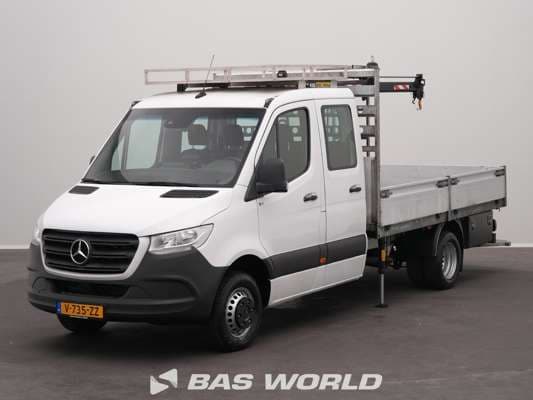 Mercedes Sprinter Crane lorry HIAB T-CLX 018 B-2 Dubble air Airco Camera Euro 6 Pritsche Pickup Open Box 2019