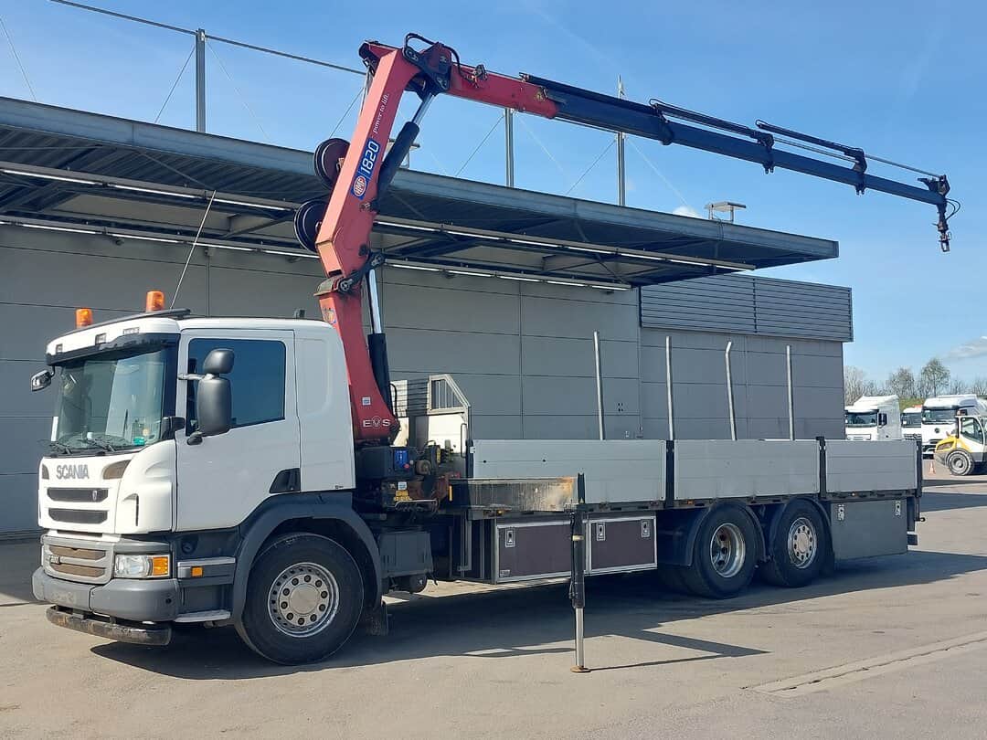 Scania P360 Open HMF 1820-K4 Kran Crane Lift+Steering Axle Air Suspension Euro 6
